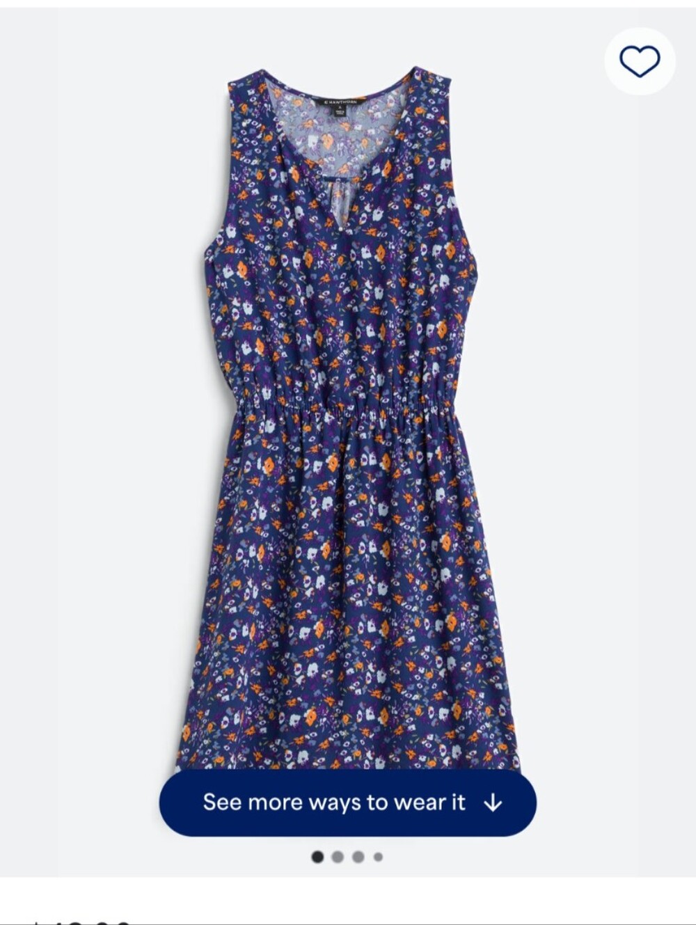 Sleeveless Floral V-Neck Dress in Navy with Orange, Purple, and Cream Flowers XL